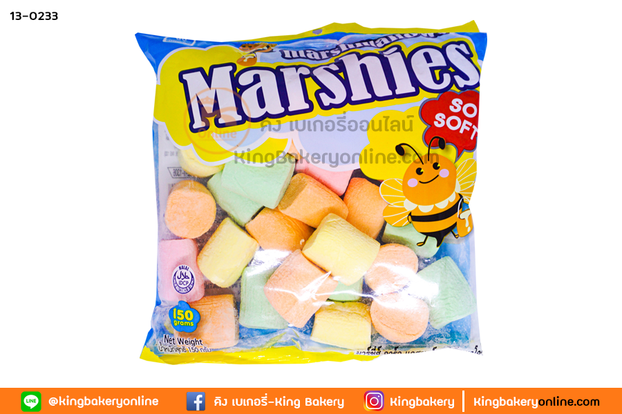 มาร์ชเมลโลว์ คละสีเม็ดใหญ่ 150 กรัม(1ลังx24ถุง)