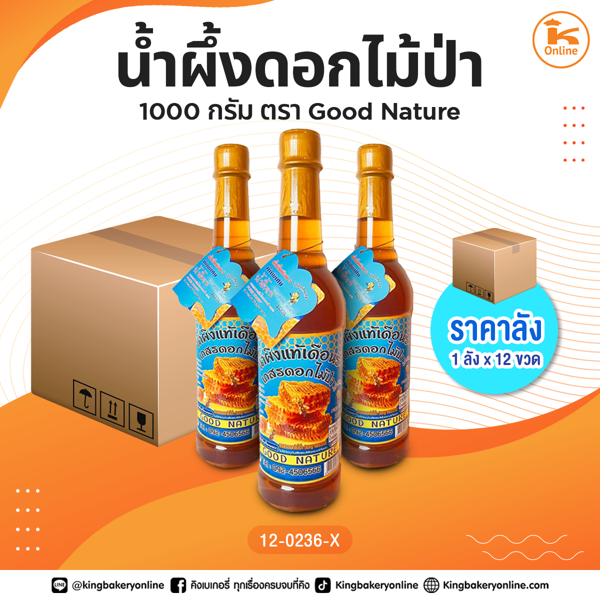 #ยกลัง น้ำผึ้งดอกไม้ป่า ตรา Good Nature 1000 กรัม (1ลังx12ขวด)