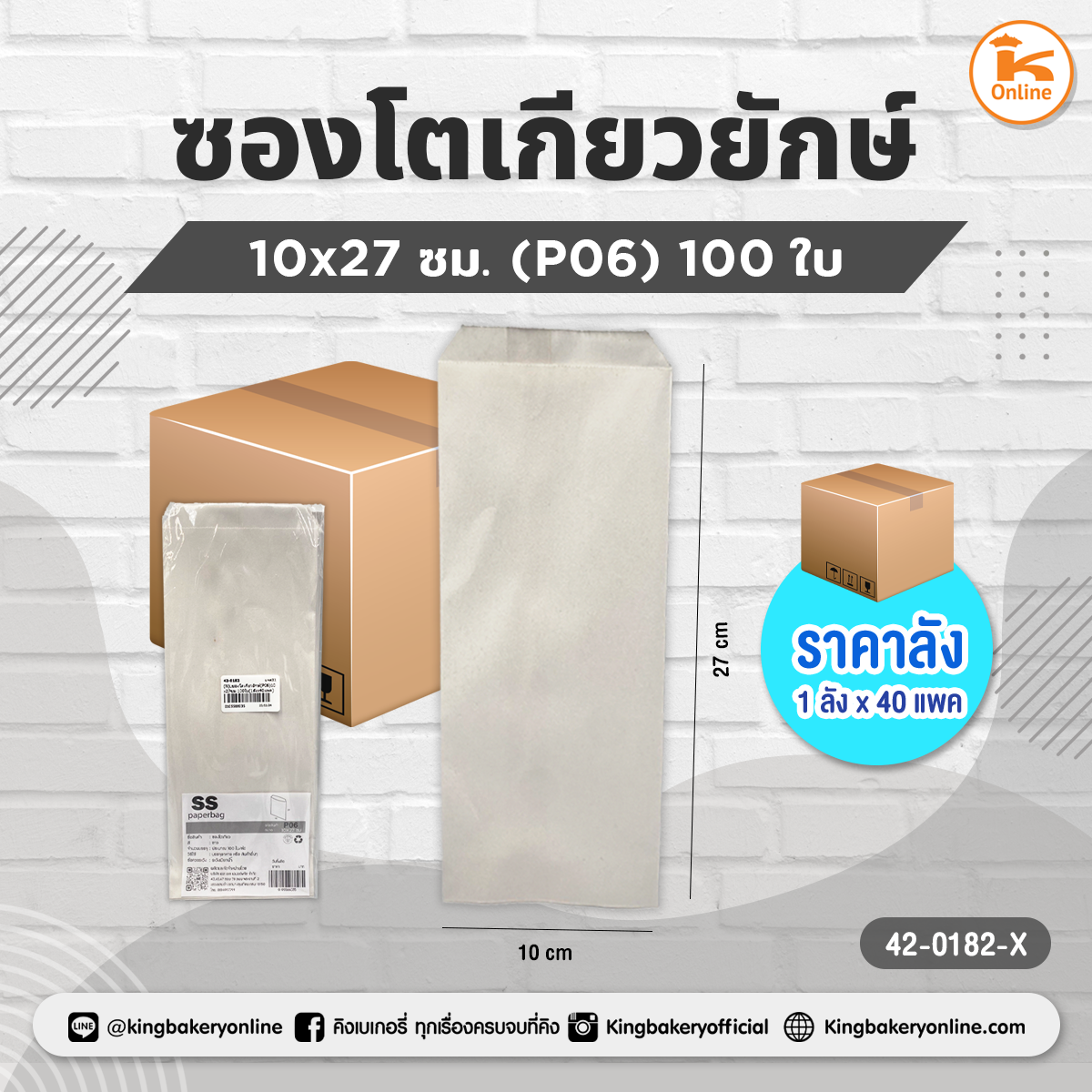 ซองโตเกียวยักษ์(P06) 10x27ซม. 100 ใบ (1ลังx40แพค)